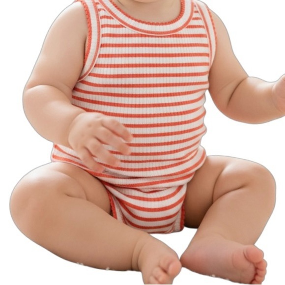 Cat & Jack Coral and White Striped Tank Top - Picture 2 of 3